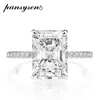 PANSYSEN Real 925 Sterling Silver Emerald Cut Created Moissanite Diamond Wedding Rings for Women Luxury Proposal Engagement Ring CX200611