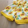 Vestiti per neonate Girasole Stampato Pagliaccetto per bambini Manica volante Bambini Tute per bambina Boutique Abbigliamento per bambini 3 colori Opzionale DW5255