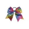 Full Sequin Bling Cheer Hair Bow avec un pom-pom girl à bande élastique pour les filles 8 pouces 1006855