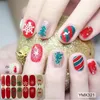 14Tips / vel DIY Kerstmis Sneeuwpop Sneeuwvlok Patronen Adhesive Nail Art Stickers Volledige Wraps Tips Slider Waterdichte Drop Shipping