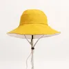 여성 가역 양동이 모자 순수한 ​​면화 단단한 패션 와이드 브림 여름 썬 스크린 면화 물고기 모자 야외 끈 모자