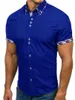 Moda-hombres ocasionales de color sólido camisetas Mans Turn Down Collar Tees con cuadros de verano masculino camisas de manga corta envío gratis