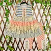 Europa-Stil Baby Mädchen Baumwolle Oufits Sommer Kinder Streifen Blumenpunkte Rüschen Kleid Spitze bedruckte Hosen 2 Stück Anzüge Kinder Kleidung Sets Y1336