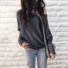 Long Lantern Sleeve Off Shoulder T Shirts Solid Color Loose Tops Tees Autumn Hoodie for Women Clothes