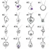 Luxury 925 Sterling Silver Crystal Heart Necklace For women Romantic CZ Four leaf clover pendant with Box chains Fashion Jewelry