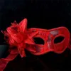 Sexy Black white red Women Feathered Venetian Masquerade Masks for a masked ball Lace Flower Masks 3 colors