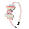 Cute Colorful Glitter Unicorn Bow Headband Girl Rainbow Horse Hair Sticks Kid Party Accessories Mixed Colors