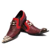 Casual boot voor heren elegante rode metalen teen charme rhinestone mode jurk schoenen feest slip aan voor man maat 38-46 3E52