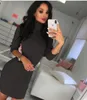 2019 nova manga longa sexy malha vestido mulheres bodycon malha longa camisola vestido jumper inverno slim pulôver alto pescoço tops