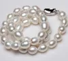 Elegant 9-10mm natural south sea baroque white pearl necklace 18inch 925 silver clasp