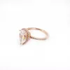 판도라 925 실버 결혼 반지에 대한 원래 상자와 18K 로즈 골드 눈물 드롭 CZ 다이아몬드 반지 여성을위한 약혼 보석 세트