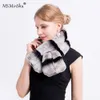 MS.MinShu Natural Fur Scarf Chinchilla Rex Rabbit Fur Inverno Cachecol Mulheres Thicken Neck Warmer Mulher Moda Collar Scarf