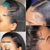 Bythair 13x6 HD 투명 레이스 프론트 인간의 머리 가발 아기 털이있는 브라질 긴 곱슬 가발 Pre Plucked Hairline 여성을위한 자연 검은 색