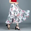 Falda de gasa Verano bohemio Estampado floral Playa Maxi Plisado flor Falda larga Elegante Nueva moda Faldas casuales para mujeres