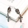 Frauen Modeschmuck Schädel Kreuz Stil Ohrringe Handgefertigte Strass Tropfen Kristall Baumeln Lange Ohrringe für Frauen Mädchen