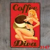 Kaffee Blechschild Vintage Metallschild Plakette Metall Vintage Wanddekoration für Küche Kaffee Bar Café Retro Metall Poster Eisen Malerei J9321834