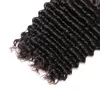 3 paquetes de rizado profundo con cabello humano Remy frontal 13x4 Cierre de onda malasia frontal de encaje 1058769