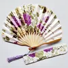 Free Shipping 100pcs Personalized Cherry Blossom Design Round Cloth Folding Hand Fan with Gift bag Wedding Gifts SN2404