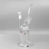 JM Flow SCI Glass Bongs Sprinkler Percolator Dubbele Recycler Waterleidingen voor roken 13,7 inch 14 mm Mannelijke verbinding met armleuning