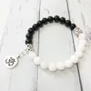 MG0493 Na venda Ohm pulseira feminina Yinyang pulseira de homens e mulheres Onyx preto Shell branco pulseira talão Ohm Yoga jóias