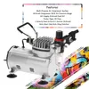 Professionele spuitpistolen KKMOoon Air Compressor Set Gun Hobby Paint Nail Art Sprayer met gevlochten slang