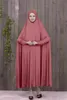 Kvinnor Muslim Abaya Marockansk Dubai Turkiet Jubah Ilamisk Kläder Svart Rosa Blå Lila Vit Hijab Dress Kaftan Robe Musulman