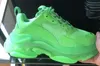 Triple S Freizeitschuhe Herren Fluo Green Sneaker Damen Leder Triple S Sneaker Low Top Schnürung Klare Sohle Grüne Triple S Freizeitschuhe