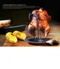 الأزياء الكربون الصلب تستقيم الدجاج المحمصة رف مع وعاء القصدير غير عصا أدوات الطبخ الشواء شوكة خبز عموم bbq أدوات الملحقات