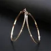 Fashion Designer Hoop Earrings Huggie with Rhinestone Simple Big Circle Gold Color Loop Earring for Women Jewelry Gift