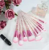 Populär Unicorn Makeup Brush 10st Genomskinlig Spiral Handtag Vacker Makeup Tools DHL Gratis Ship