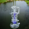 10 Inch Turbine Perc Percolator Unique Double Recycler Hookahs Glass Bong Pink Purple Green 14.5mm Female Joint Water Pipes Fab Egg Fab Dab Rigs Oil Rig With Bowl