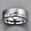 Luxury High Polished Classic Simple Abalone Shell Men Steel Tungsten Ring Silver Men Wedding Ring Jewelry263w