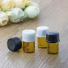 Top Selling Amber Essential Oil Glass Bottle 1ml Mini Oil Display Vial Small Serum Perfume Brown Sample Container