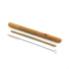 Bamboo Drinking Straw Set Reusable Straw + Sisal Hemp Cleaning Brush + Tube Set Travelling Bamboo Straw Set