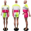 2019 Kvinnor Tracksuits Zipper Up Patchwork Short Sleeve Suit 2 Piece Set Sporting Safari TrackSuit Outfit 5 färger