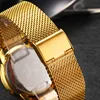 Missfox 40mm Woamins regarde un minimaliste en maille en acier mince de la mode Fashion Casual Imperproof 18k Gold Ladies Quartzwatch Girls17964189