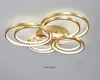 New Hot Modern LED Ceiling Lights Chandelier Living Room Dining Room Bedroom Meeting Room Remote Dimming Plated Golden Ring Ceiling Lamp