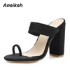 Aneikeh 2019 nieuwe zomer sandalen slippers dunne hoge hakken sandalen flip flop gesp holle vrouwen schoenen sexy slippers pompen groen