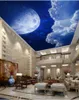 Nocne Sky Moon Cloud Sufit Mural Mural 3D Malowidła ścienne Tapeta