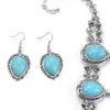 Turquoise Squash Blossom Metal Statement Necklace Earrings Jewelry Set for Women Vintage Elegant Necklace fit for Party Christmas 5918893