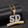 New Style Micro inlaid Zircon SD Hip Hop Jewelry Letter SUPPLYONDEMAND Pendant Necklace for Men Women