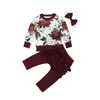 2019 nyfödda bebis tjejer designer kläder uppsättning vinterkläder kläder blomma toppar + ruffle pants 3st set kläder