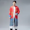 Новый мужской Cheongsam Китайский традиционный халат из хлопчатобумажного льна человек Мандарин воротник длинная куртка платье дракон рисунок Тан костюм Этническая сценическая одежда