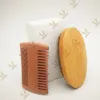 MOQ 100 st OEM Custom Logo Beard Kits Set Bambu Beards Brush Fine Wide Peach Wood Combs i vit låda med utskriftsnamn