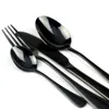 JASHII Black Chinese Style Luxury Dinner Set Travel Cutlery 4Pcs/Set Stainless Steel Dinner Knife Fork Scoops Tableware Sets C18112701