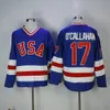 30 Jim Craig 21 Mike Eruzione 17 Jack O'Callahan 1980 USA Hockey Jersey Movie Jerseys Gestikt Snelle Gratis verzending