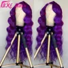 24 '' lila / rosa / blond syntetisk spetsfront peruk långa vågiga peruker för kvinna cosplay wig paruque kvinnligt hår