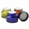 Clear Green Blue Brown Cosmetic Hand Cream Jars Pot 15g 30g 50g Face Care Packing Bottles with Black Cap 300Pcs Lot With Nice Price