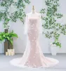 Elegant V Neck Mermaid Wedding Dresses Lace Appliques 3D Flowers Sweep Train Bridal Gowns Custom Made In China