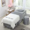 4 pièces beaux ensembles de literie de Salon de beauté Massage Spa utilisation corail velours broderie housse de couette jupe de lit drap de couette personnalisé # s234q